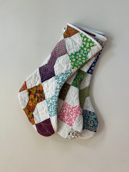 Quilt Stocking - Multi Color Bows - Hand Made