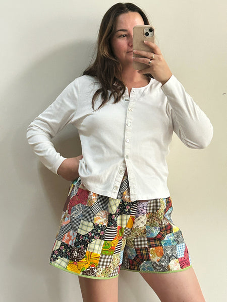 Quilt Top Shorts - Multi-color Bowtie - Size 2 (M-L)