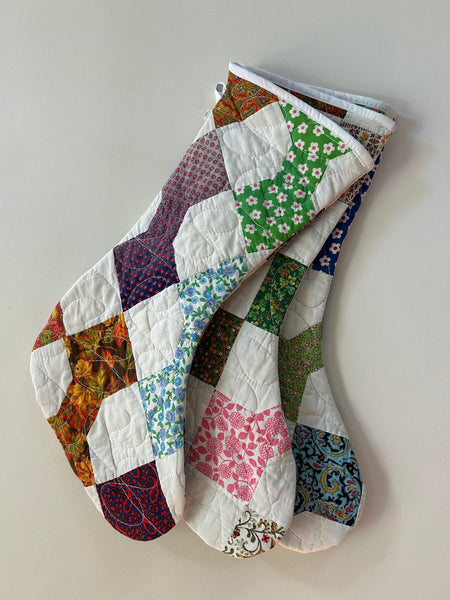 Quilt Stocking - Multi Color Bows - Hand Made