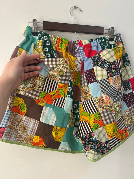 Quilt Top Shorts - Multi-color Bowtie - Size 2 (M-L)
