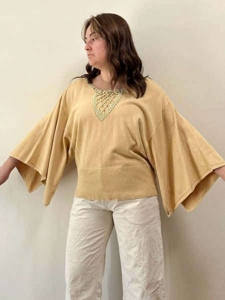 Tan Wide Sleeve Knit Top