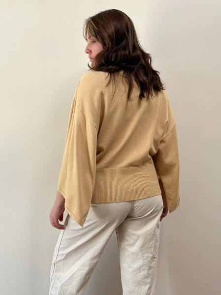 Tan Wide Sleeve Knit Top