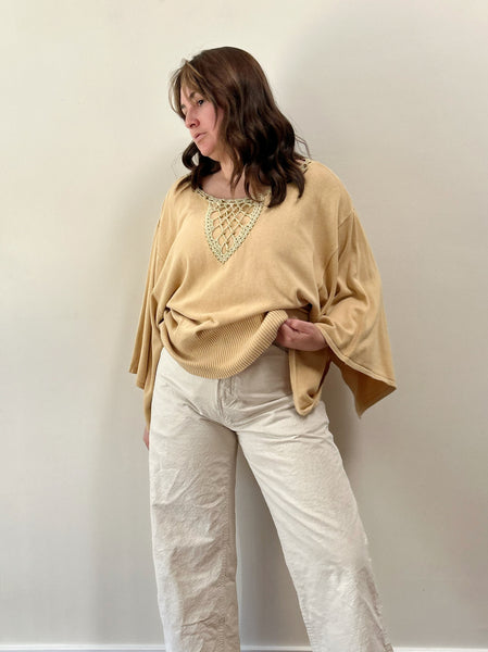 Tan Wide Sleeve Knit Top