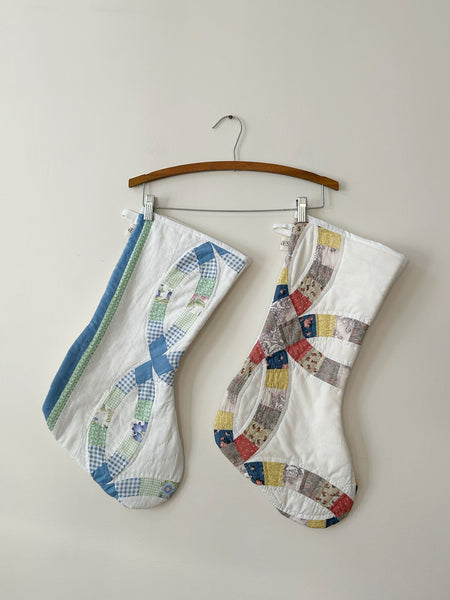 Quilt Stocking - Multi Color & White - Hand Made