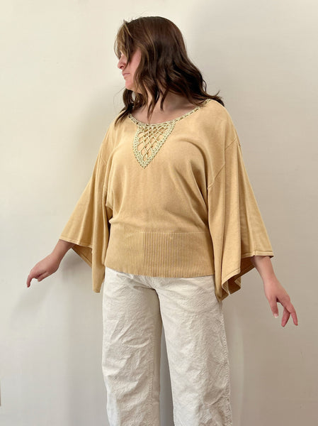 Tan Wide Sleeve Knit Top