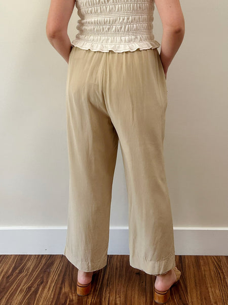 Beige Pure Silk Pants (L)