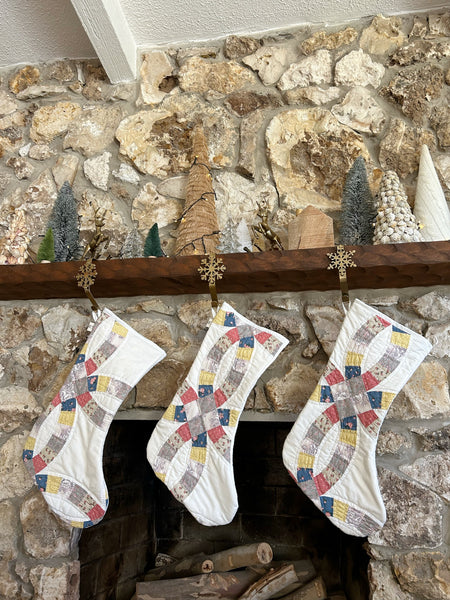 Quilt Stocking - Multi Color & White - Hand Made