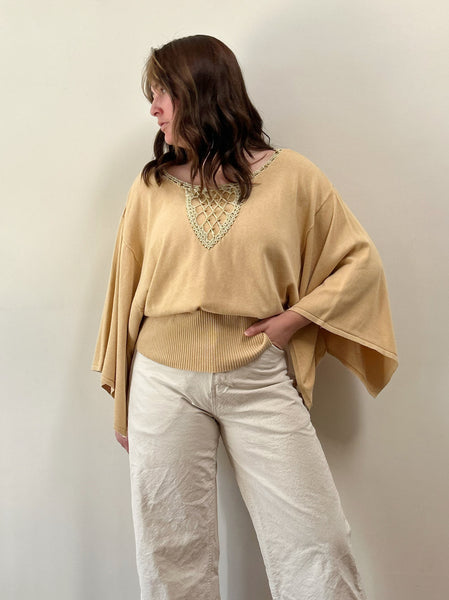 Tan Wide Sleeve Knit Top