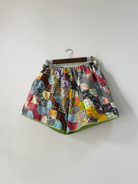 Quilt Top Shorts - Multi-color Bowtie - Size 2 (M-L)