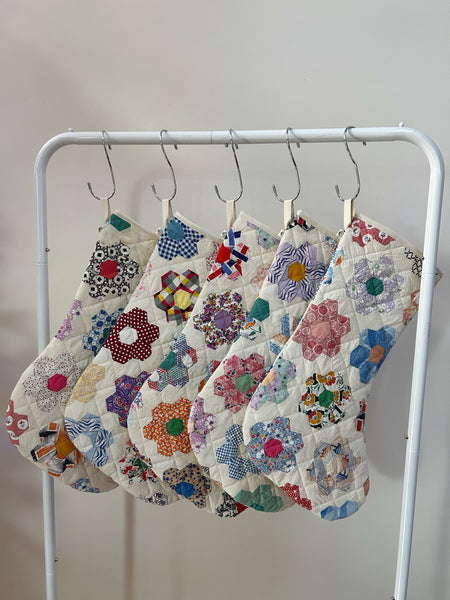 Quilt Stocking - Multi Color Flowers - Hand Made