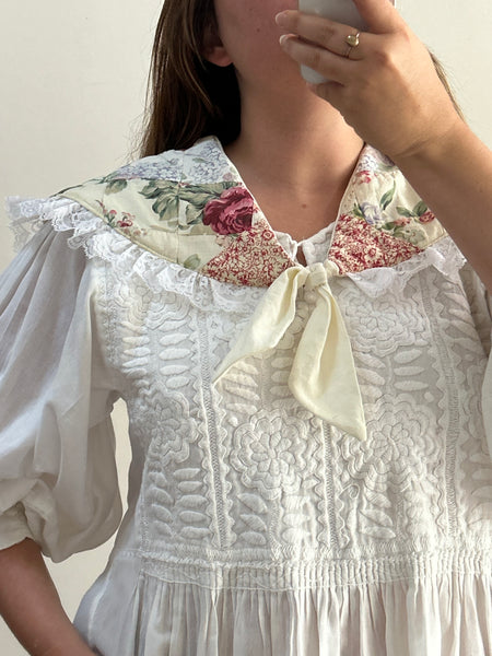 Quilt Collar - Cream & Pink Rose