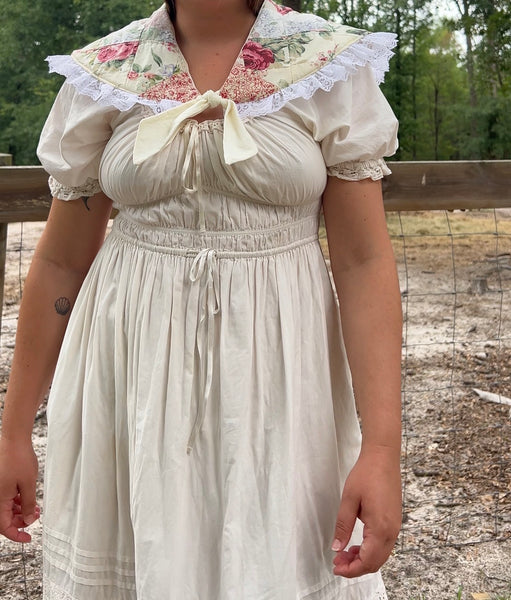 Quilt Collar - Cream & Pink Rose