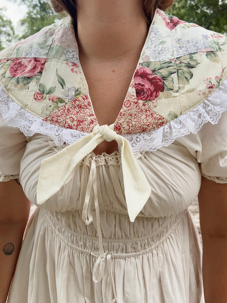 Quilt Collar - Cream & Pink Rose