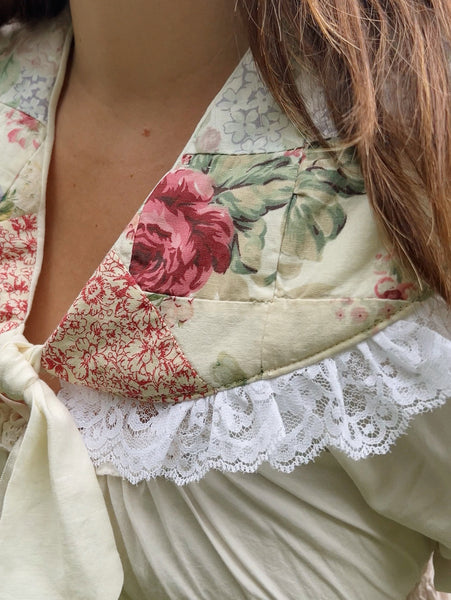 Quilt Collar - Cream & Pink Rose