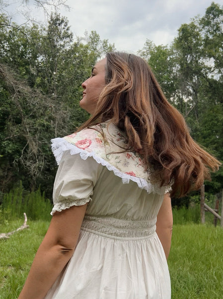 Quilt Collar - Cream & Pink Rose